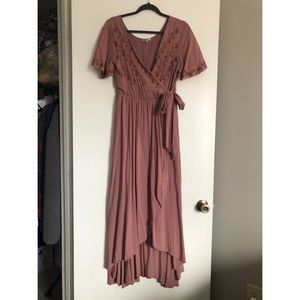 Boutique faux wrap high-low dress